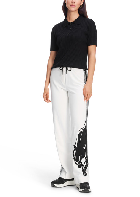 MARC CAIN SPORTS White And Black Washington Trousers With Leopard | YS 81.31 J51 MARC CAIN SPORTS White And Black Washington Trousers With Leopard | YS 81.31 J51