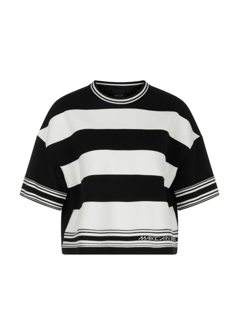 MARC CAIN SPORTS White And Black Rethink Together Oversized Sweater | YS 41.25 M17 MARC CAIN SPORTS White And Black Rethink Together Oversized Sweater | YS 41.25 M17