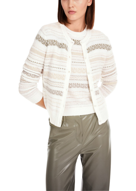 MARC CAIN COLLECTIONS Sage Powder Rethink Together Jacquard Cardigan | YC 39.06 M17