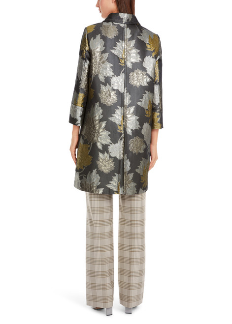 MARC CAIN COLLECTIONS Sage Powder Floral Jacquard Coat With Lurex | YC 11.06 W24