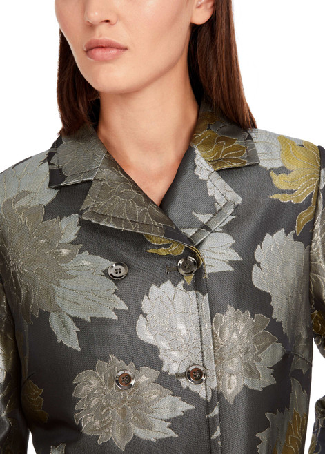 MARC CAIN COLLECTIONS Sage Powder Floral Jacquard Coat With Lurex | YC 11.06 W24