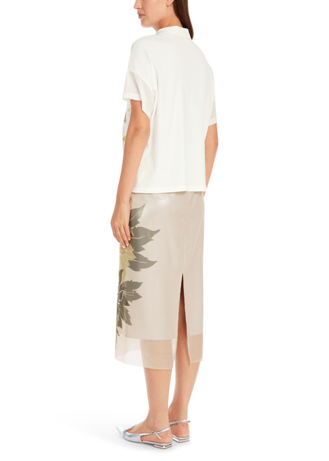 MARC CAIN COLLECTIONS Deep Pearl Silk Blouse With Floral Pattern | YC 55.02 J85
