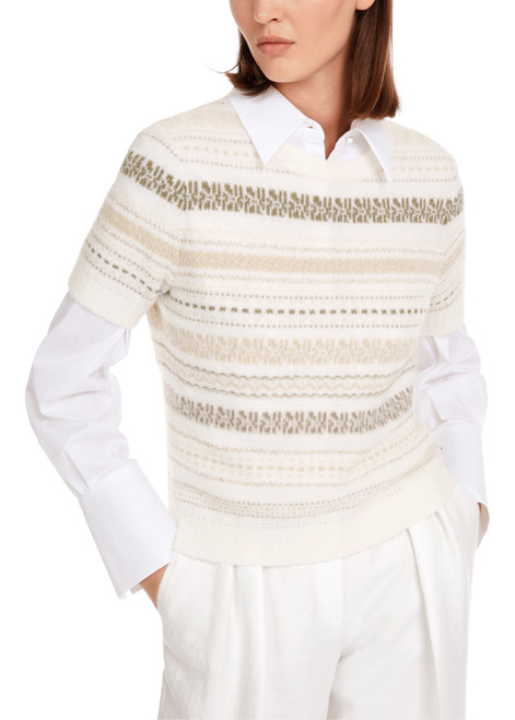 MARC CAIN COLLECTIONS Sage Powder Rethink Together Striped Pullover | YC 41.17 M17