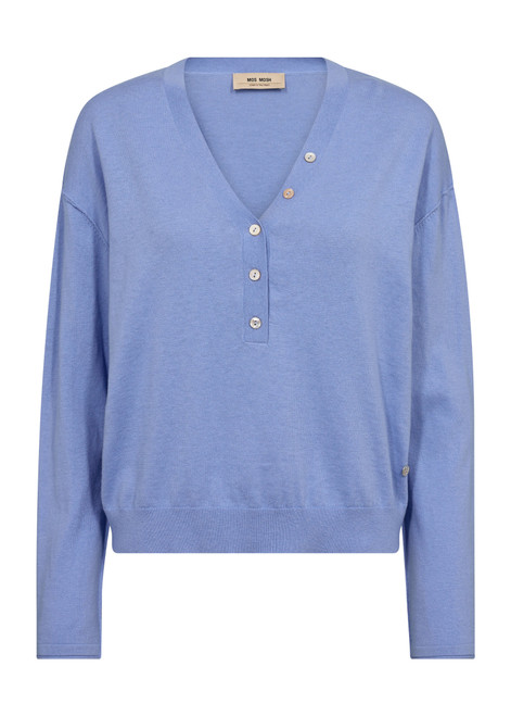MOS MOSH Hydrangea Chani Placket Knit | 168660 MOS MOSH Hydrangea Chani Placket Knit | 168660