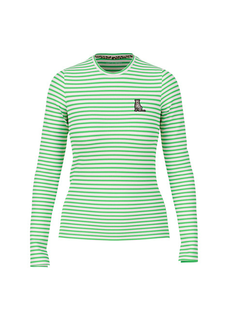 MARC CAIN SPORTS Dark Apple Green Long Sleeve With Striped Pattern | YS 48.05 J23 MARC CAIN SPORTS Dark Apple Green Long Sleeve With Striped Pattern | YS 48.05 J23