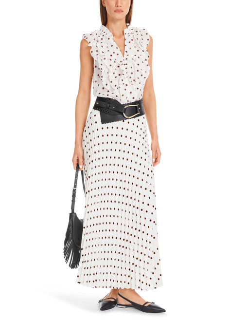 MARC CAIN COLLECTIONS Off-White Maxi Pleated Skirt With Polka Dot Print | YC 71.15 W28 MARC CAIN COLLECTIONS Off-White Maxi Pleated Skirt With Polka Dot Print | YC 71.15 W28