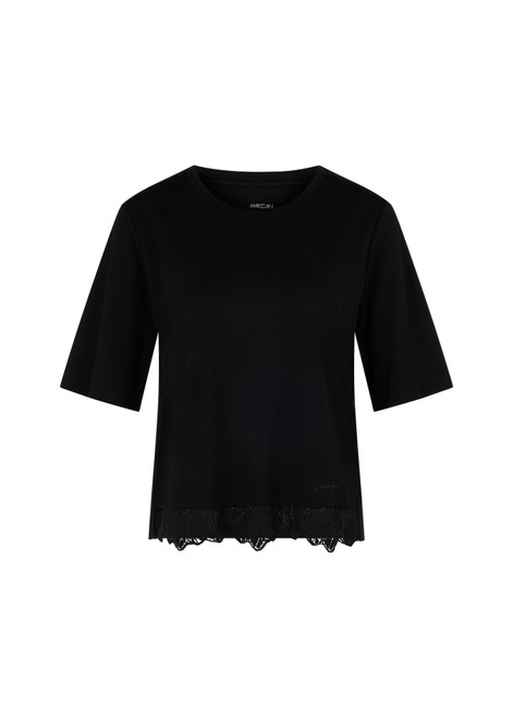 MARC CAIN COLLECTIONS Black T-Shirt With Delicate Lace | YC 48.36 J14 MARC CAIN COLLECTIONS Black T-Shirt With Delicate Lace | YC 48.36 J14