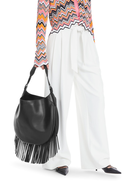 MARC CAIN COLLECTIONS Black Rethink Together Hobo Bag With Tassels | YC T6.02 L14