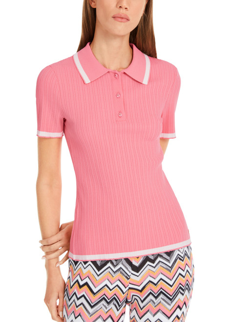 MARC CAIN COLLECTIONS Bright Candy Pink Polo Shirt - Knitted In Germany | YC 53.02 M31