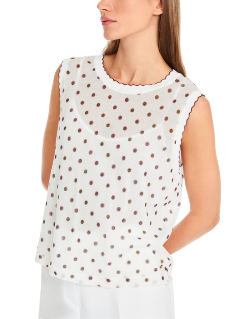 MARC CAIN COLLECTIONS Off-White Knitted In Germany Top With Polka Dots | YC 61.01 M24