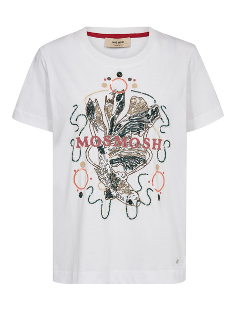 MOS MOSH White Mmhallin O-Ss Deco Tee | 168110 MOS MOSH White Mmhallin O-Ss Deco Tee | 168110
