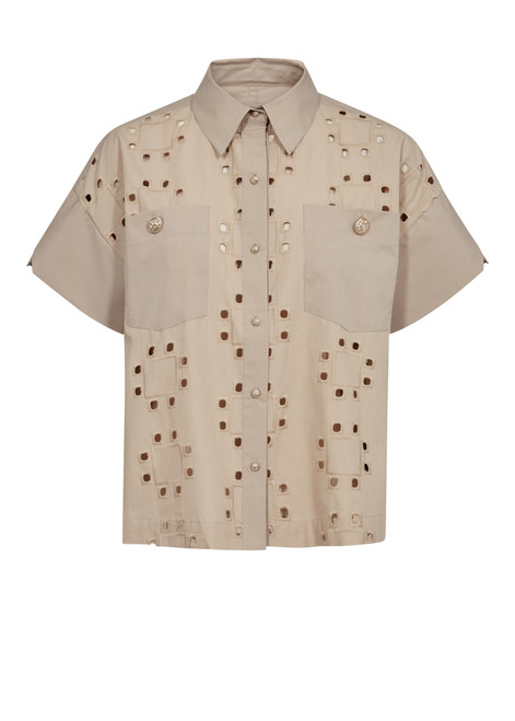 MOS MOSH Feather Gray Mmtazhi Cotny Shirt | 169170 MOS MOSH Feather Gray Mmtazhi Cotny Shirt | 169170