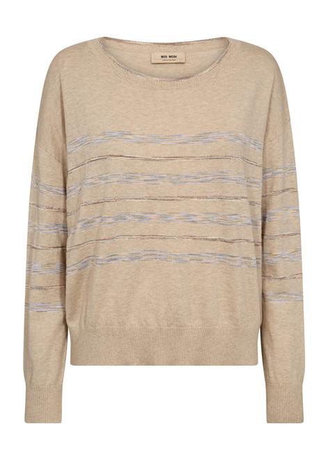 MOS MOSH Feather Gray Mmpitch Tani Ls Stripe Knit | 168680