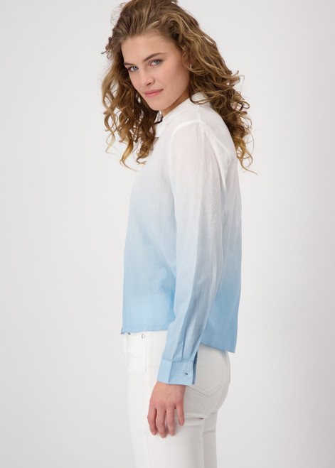 MONARI Blue Batik Shirt With Embellishment | 409132