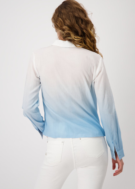 MONARI Blue Batik Shirt With Embellishment | 409132