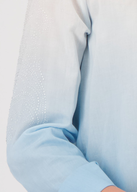 MONARI Blue Batik Shirt With Embellishment | 409132