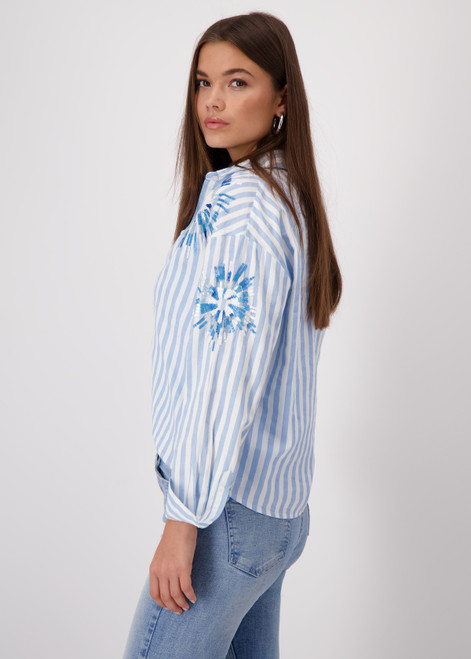 MONARI Blue Striped Blouse With Sequins | 409145