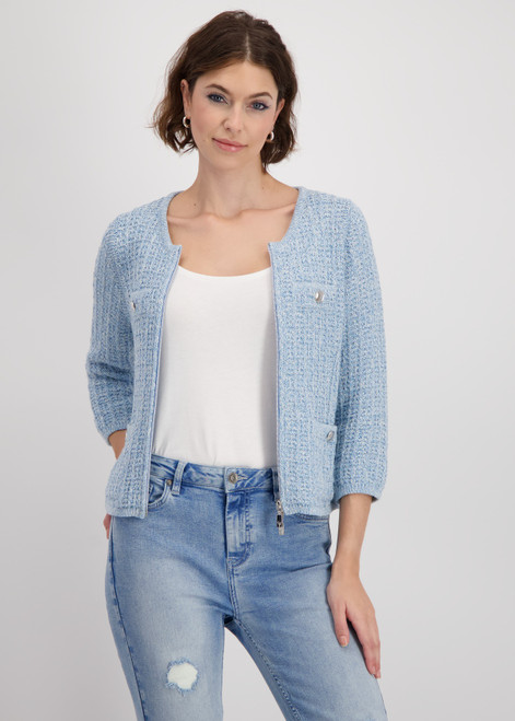 MONARI Blue Tweed Cardigan | 409286