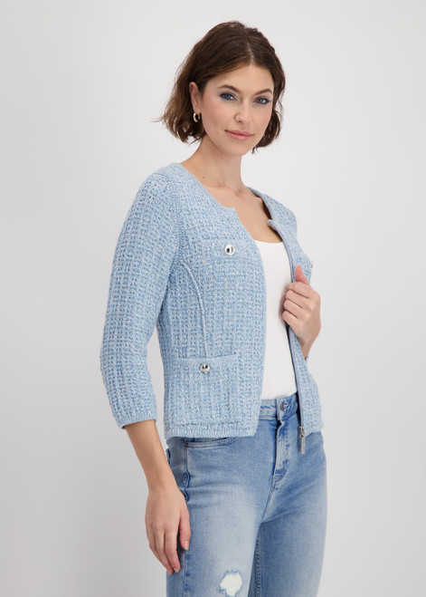 MONARI Blue Tweed Cardigan | 409286