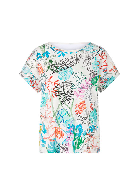 MARC CAIN COLLECTIONS Breath Oversized T-Shirt With Leaf Design | YC 48.67 J51 MARC CAIN COLLECTIONS Breath Oversized T-Shirt With Leaf Design | YC 48.67 J51