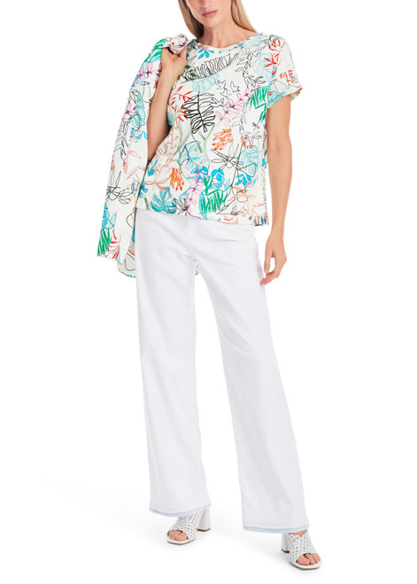 MARC CAIN COLLECTIONS Breath Oversized T-Shirt With Leaf Design | YC 48.67 J51 MARC CAIN COLLECTIONS Breath Oversized T-Shirt With Leaf Design | YC 48.67 J51