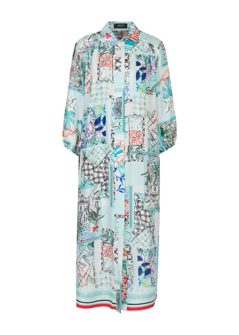 MARC CAIN COLLECTIONS Breath Shirt Dress In Printed Silk | YC 21.36 W75 MARC CAIN COLLECTIONS Breath Shirt Dress In Printed Silk | YC 21.36 W75