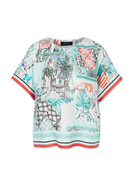 MARC CAIN COLLECTIONS Breath Silk Blouse In Kimono Shape - With Print | YC 51.32 W75 MARC CAIN COLLECTIONS Breath Silk Blouse In Kimono Shape - With Print | YC 51.32 W75