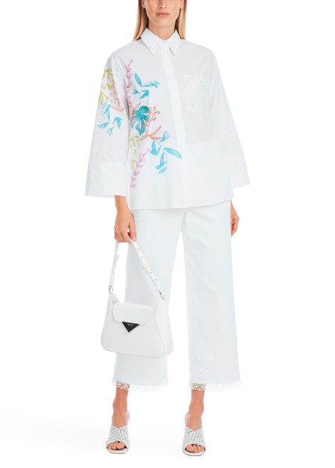 MARC CAIN COLLECTIONS White Organic Cotton Shirt Blouse With Print | YC 51.34 W94 MARC CAIN COLLECTIONS White Organic Cotton Shirt Blouse With Print | YC 51.34 W94