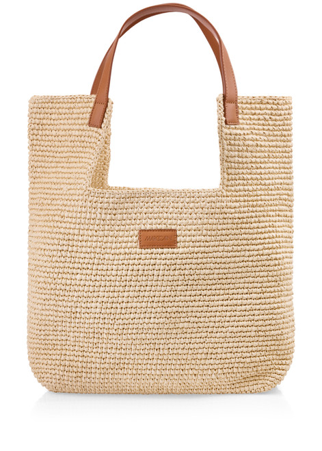 MARC CAIN COLLECTIONS Powder Cream Shopper Bag In Raffia Look | YC T6.04 Z23 MARC CAIN COLLECTIONS Powder Cream Shopper Bag In Raffia Look | YC T6.04 Z23