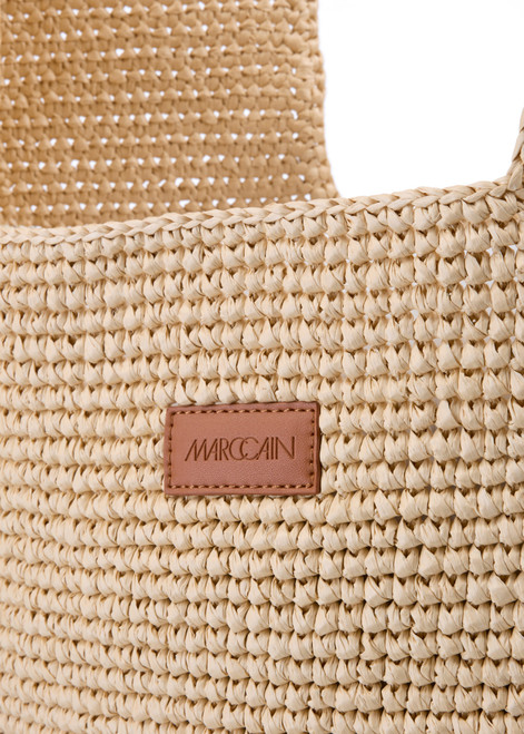 MARC CAIN COLLECTIONS Powder Cream Shopper Bag In Raffia Look | YC T6.04 Z23