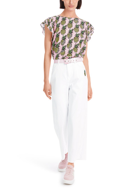 MARC CAIN SPORTS White Wigan Trousers With Pineapple Patch | YS 82.25 D11 MARC CAIN SPORTS White Wigan Trousers With Pineapple Patch | YS 82.25 D11