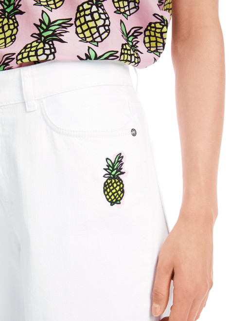 MARC CAIN SPORTS White Wigan Trousers With Pineapple Patch | YS 82.25 D11