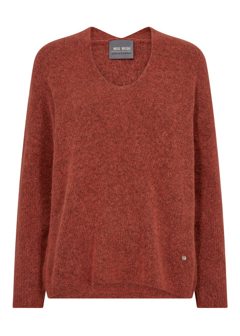 MOS MOSH Burnt Ochre Mmthora V-Neck Knit | 153900 MOS MOSH Burnt Ochre Mmthora V-Neck Knit | 153900