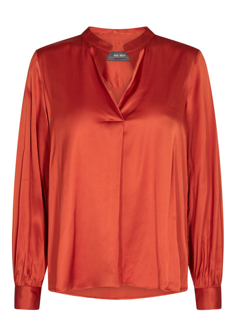 MOS MOSH Burnt Ochre Mmenfa Satin Blouse | 155980 MOS MOSH Burnt Ochre Mmenfa Satin Blouse | 155980