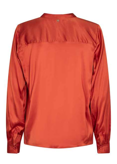 MOS MOSH Burnt Ochre Mmenfa Satin Blouse | 155980