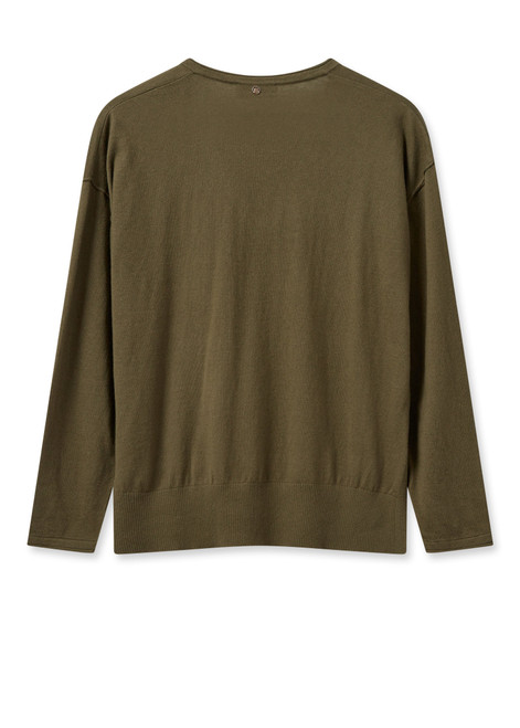 MOS MOSH Burnt Olive Mmtani V-Neck Knit | 158970