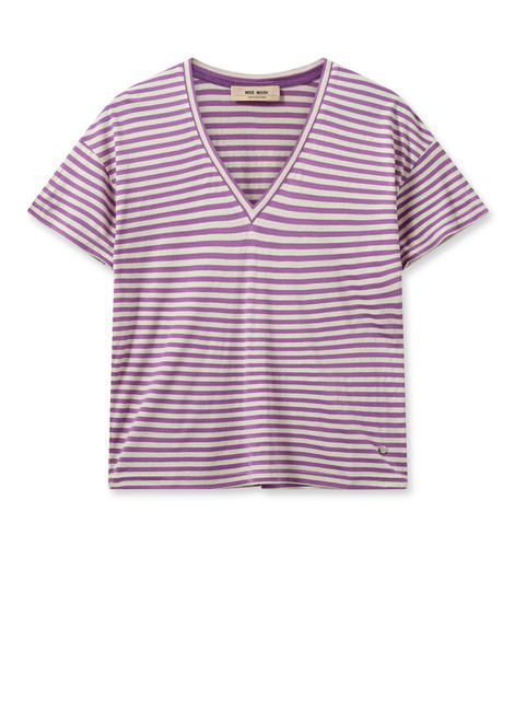 MOS MOSH Iris Orchid Mmjill V-Ss Stripe Tee | 159200