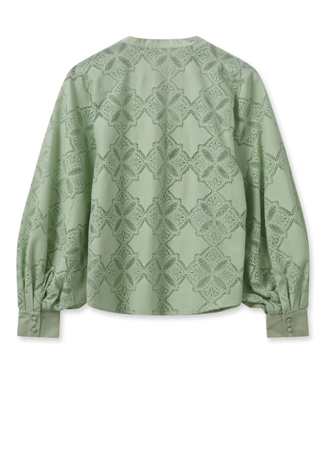 MOS MOSH Smoke Green Mmyen Lace Blouse | 159580