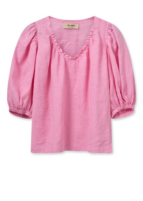 MOS MOSH Begonia Pink Mmtaissa Linen Blouse | 160160