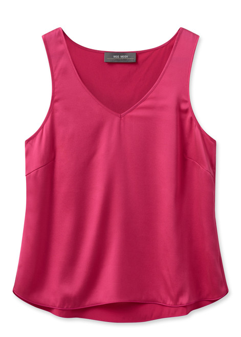 MOS MOSH Pink Peacock Mmastrid V-Neck Silk Tank Top | 153590