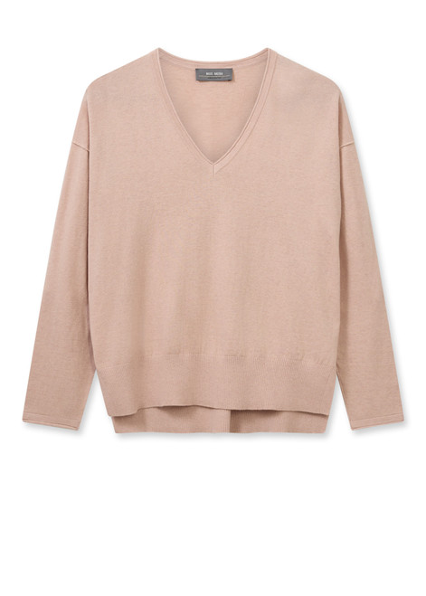 MOS MOSH Rose Smoke Mmtani V-Neck Knit | 158970