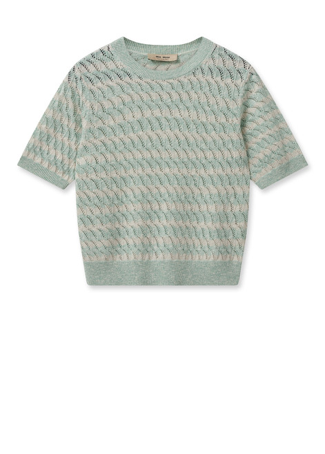 MOS MOSH Smoke Green Mmkarin Ss Linen Knit | 158910 MOS MOSH Smoke Green Mmkarin Ss Linen Knit | 158910