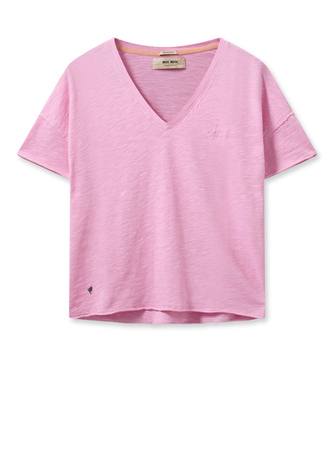 MOS MOSH Begonia Pink Glory V-Ss Tee | 152350 MOS MOSH Begonia Pink Glory V-Ss Tee | 152350