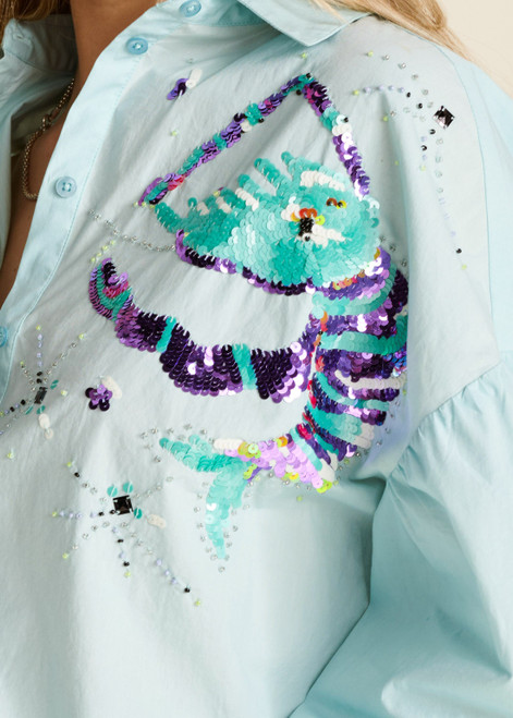 POM Aqua Blue Blouse | SP7732