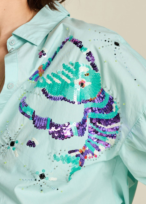 POM Aqua Blue Blouse | SP7732