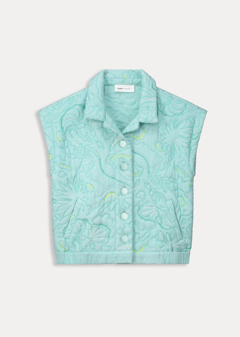 POM Quilted Aqua Blue Jacket | SP7785