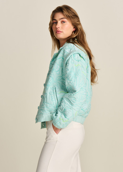 POM Quilted Aqua Blue Jacket | SP7785