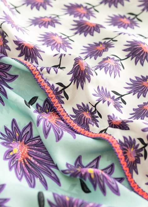 POM Double Flower Aqua Shawl | SP7866