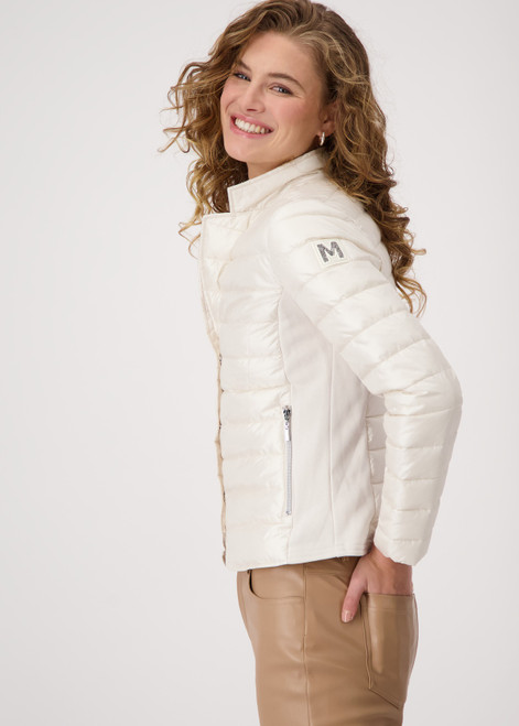 MONARI Beige Quilted Jacket With Neoprene | 409035 MONARI Beige Quilted Jacket With Neoprene | 409035