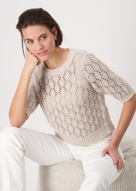 MONARI Beige Knitted Jumper With Lurex | 409480 MONARI Beige Knitted Jumper With Lurex | 409480